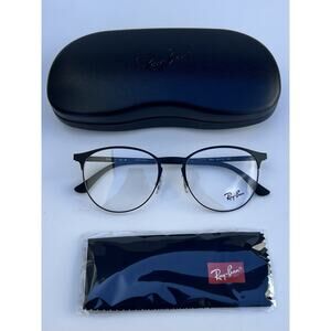 RAY BAN RX6375 Black on Matte Black Lightweight Round Metal Frames 53 18 145 NWT